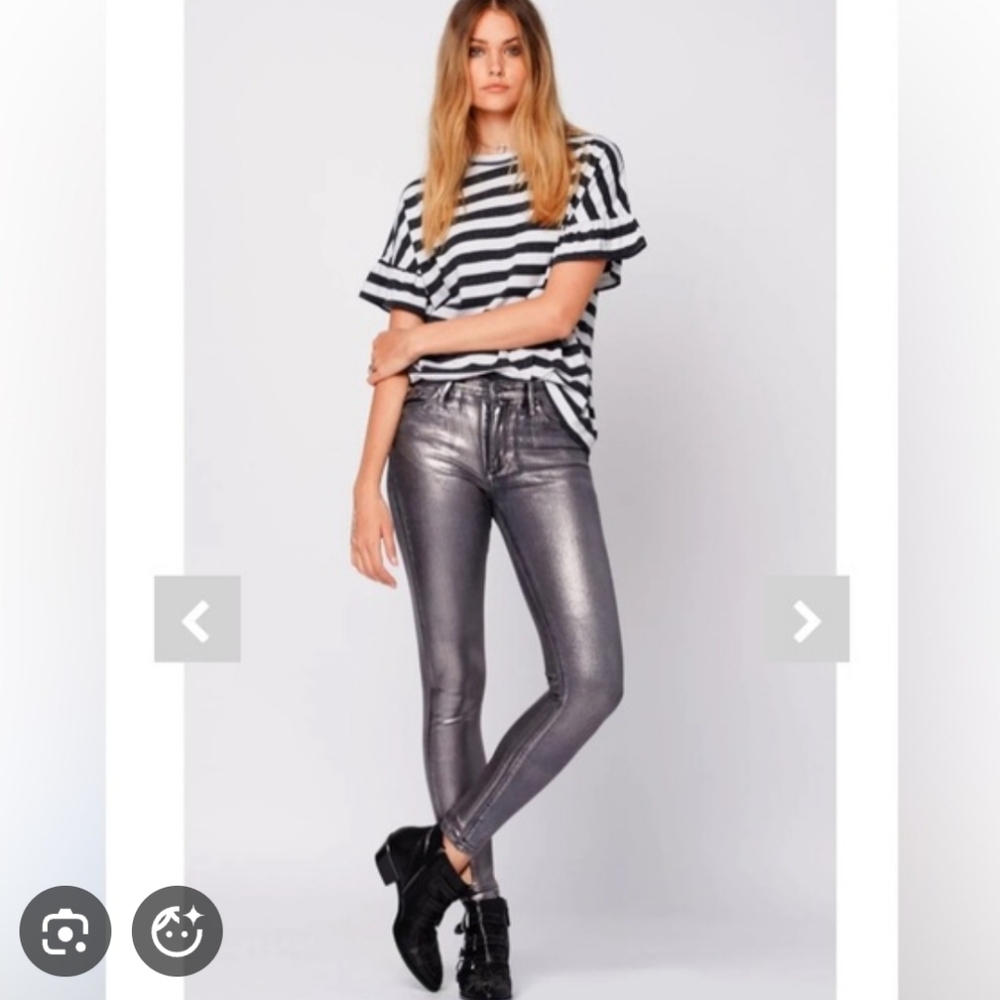 J BRAND Silver Metallic Skinny Jeans New Wiyh Tag